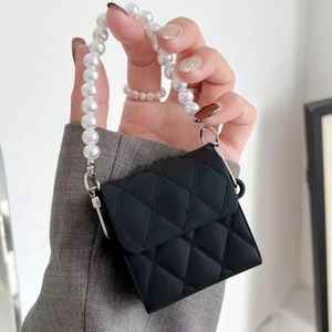 Black AirPods Pro case. NEW pearl wristlet lanyard